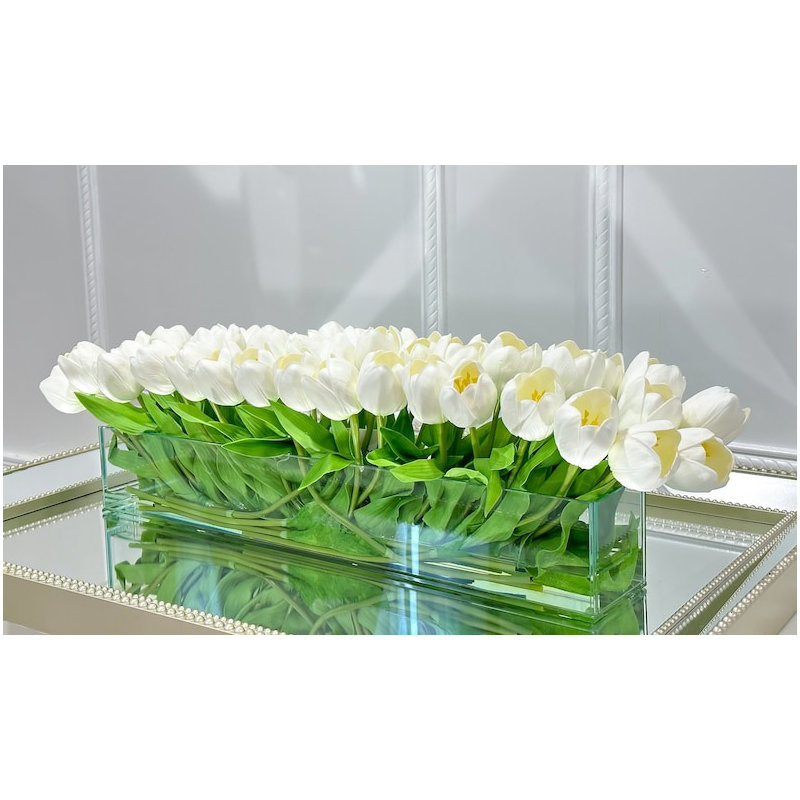 Tulip Stems in Vase, 10" H x 29" W x 6" D