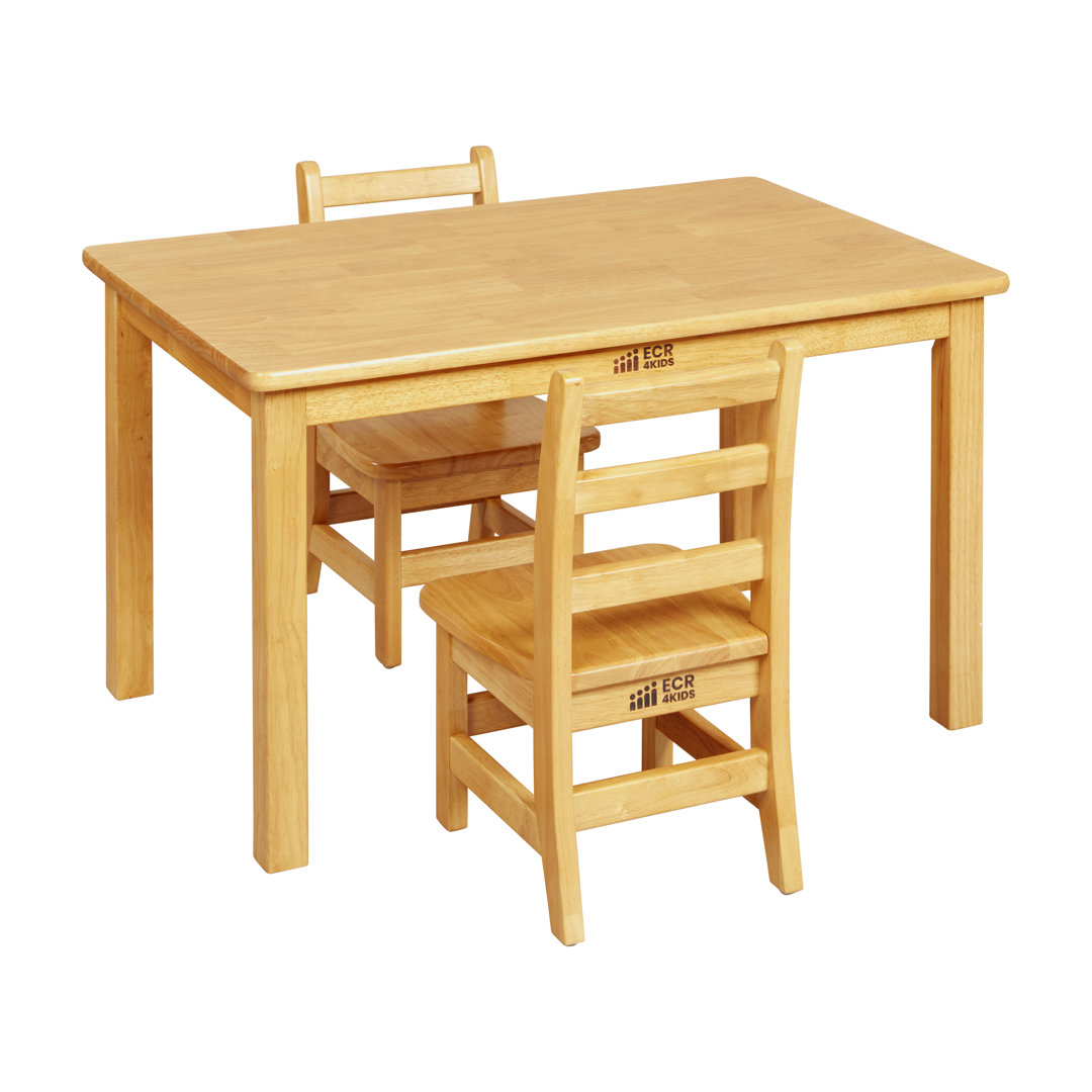 ECR4Kids Rectangular Hardwood Table with Chairs, Kids Furniture, Honey ECR4Kids 