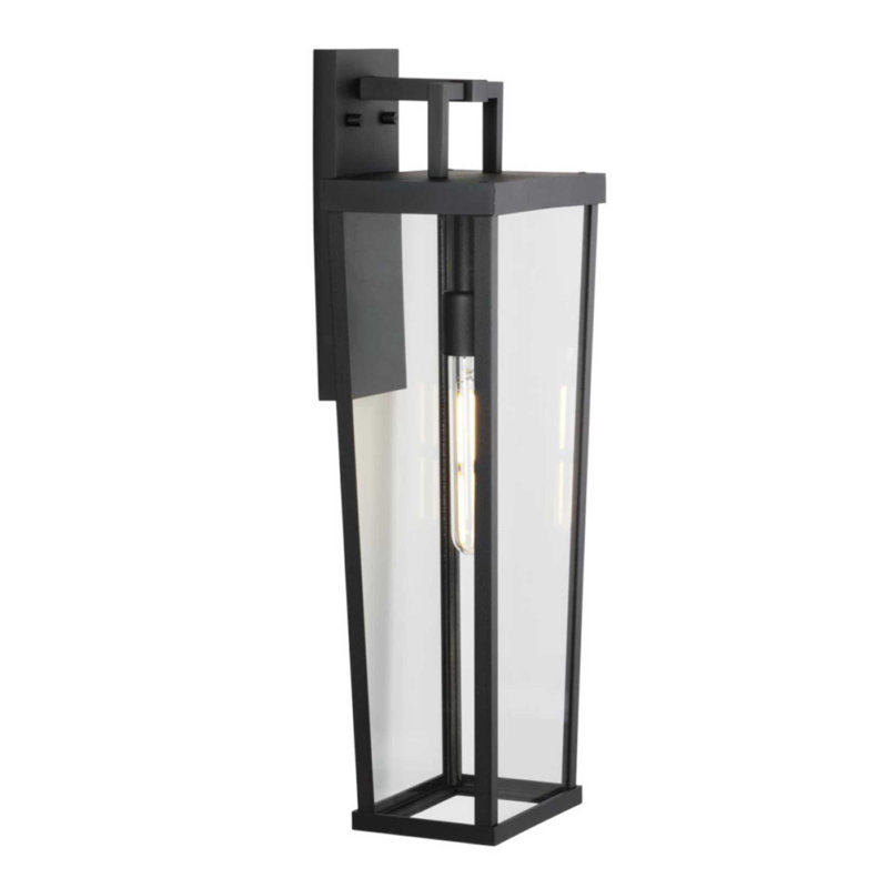 One-Light Black New Traditional Outdoor Wall Lantern, 24" H x 7" W x 9.5" D