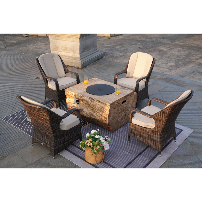 Algird Wicker 4 - Person Patio Conversation Set with Cushions