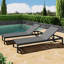 2 fauteuils inclinables près de la piscine - filet respirant, aluminium, dossier réglable, roues mobiles, paire de chaises longues noires et grises - dossier rouille