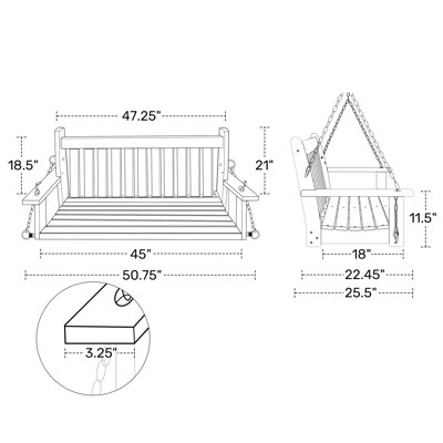51“ HDPE All Weather Porch Swing