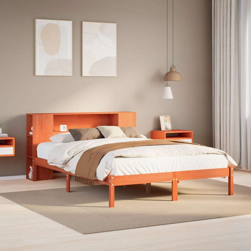 Allibert Solid Wood Storage Bed, Kingsize (5'), Wax Brown
