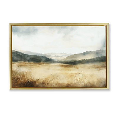 Cadre flottant Foggy Landscape Distant Hills, design par LSR Creative Studio