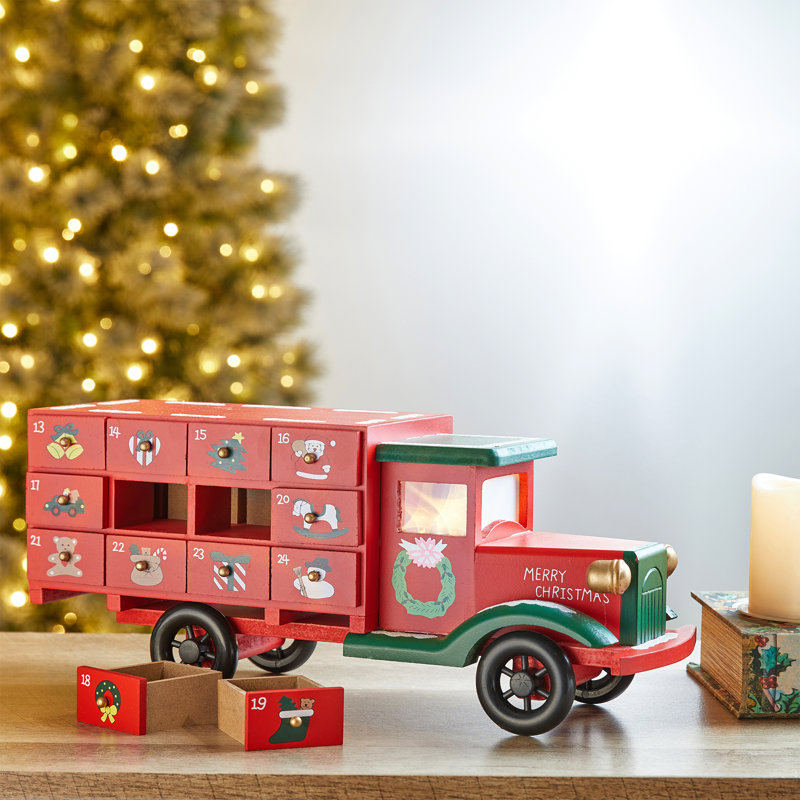 Compte à rebours de camion de Noël en bois