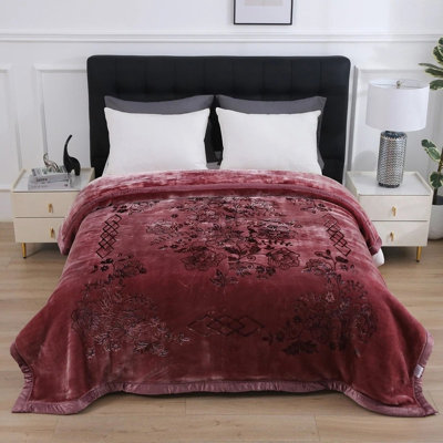 Couverture épaisse pour lit moelleux, couverture en molleton double face 2 plis, 87 po x 94 po, couverture chaude et confortable pour toutes les saisons