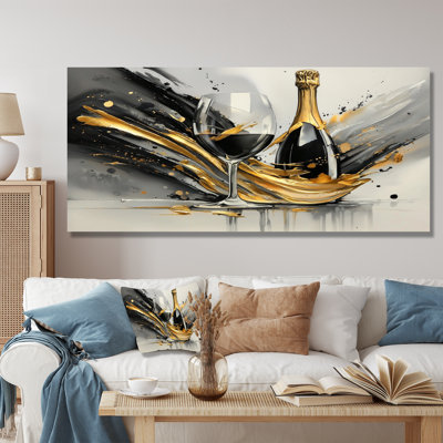Luxury Explosion Of Champagne - Food & Beverage Metal Wall Art, Champagne Metal Print