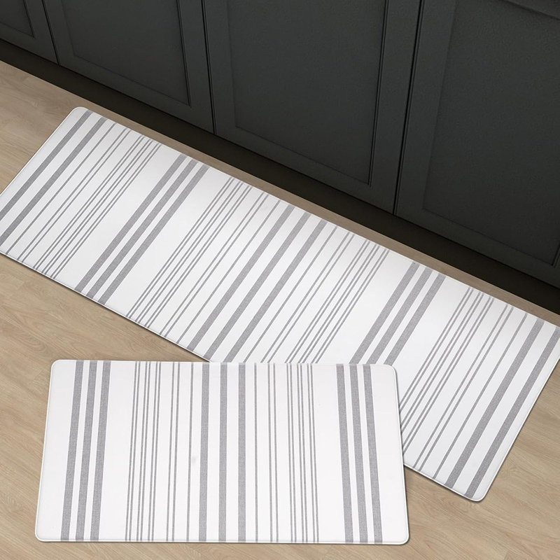 Ensemble de 2 tapis de cuisine à rayures anti-fatigue Farmhouse