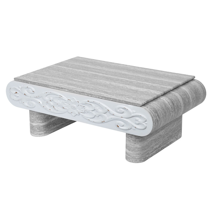 Table basse à plateau relevable, bureau moderne en bois avec rangement caché, 13.8" H x 39.37" W x 23.62" D, Beige+Grey