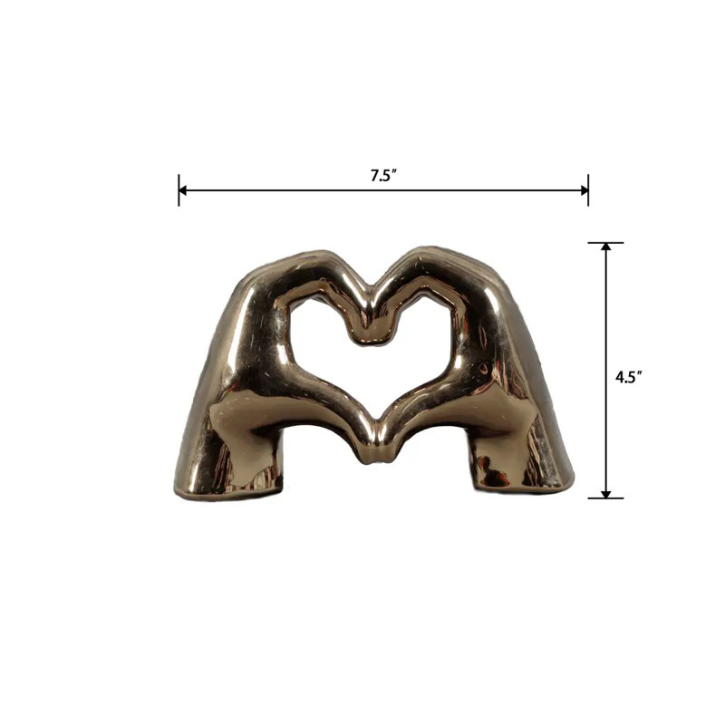 Metallic Heart Hands Figurine