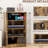 Rustic Brown Media Storage Cabinet - 4 With Adjustable Shelves & Tempered Glass Doors For Electronics, Player, Receiver, Gaming Console Stereo Cabinet, Finish, Shelves, Doors, Cable Organization And