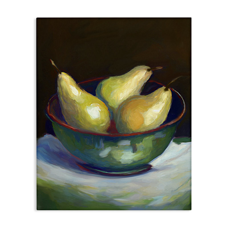 Art traditionnel sur toile, "Traditional Pear Bowl" par Ramona Murdock, H 20 po x l 16 po