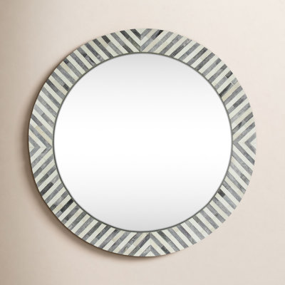 Demson Bone Round Mirror