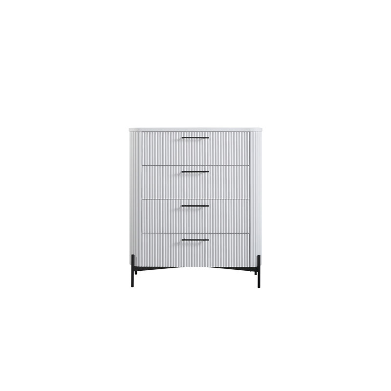 Commode 4 tiroirs - Blanc, Blanc