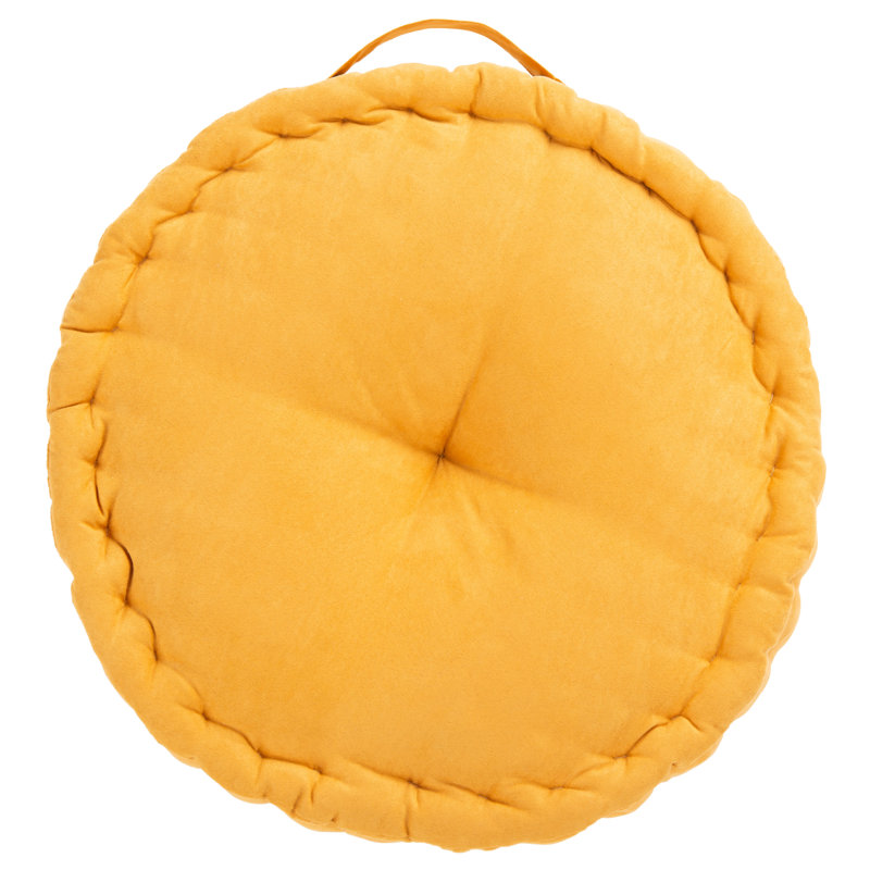 Mustard Yellow Round Floor Pillow with Handle