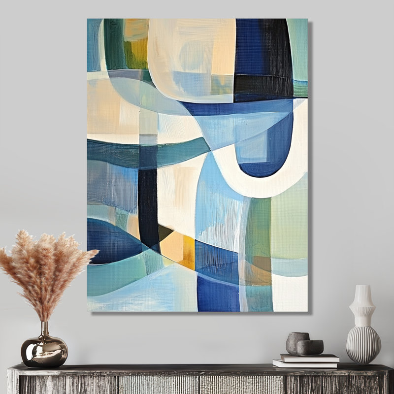 Cubist Blue Reality IV - Geometric Metal Wall Decor, Modern Metal Print, 20" H x 12" W