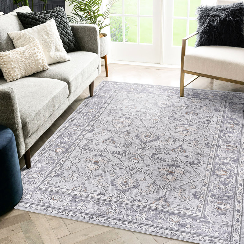 5X7 Area Rug /Grey/, Non-Shedding, Stain , Decorative For Living Room, Bedroom, Dining, Home Office Loom & Rug, Stain-, Complements Dining Room Style