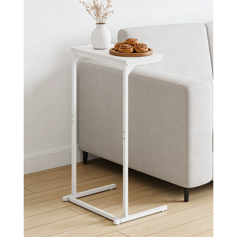 C-Shaped End Table Set Of 2, Tall Over Arm Sofa Table For Living Room And Bedroom, Space-Saving Side Table With Adjustable Feet