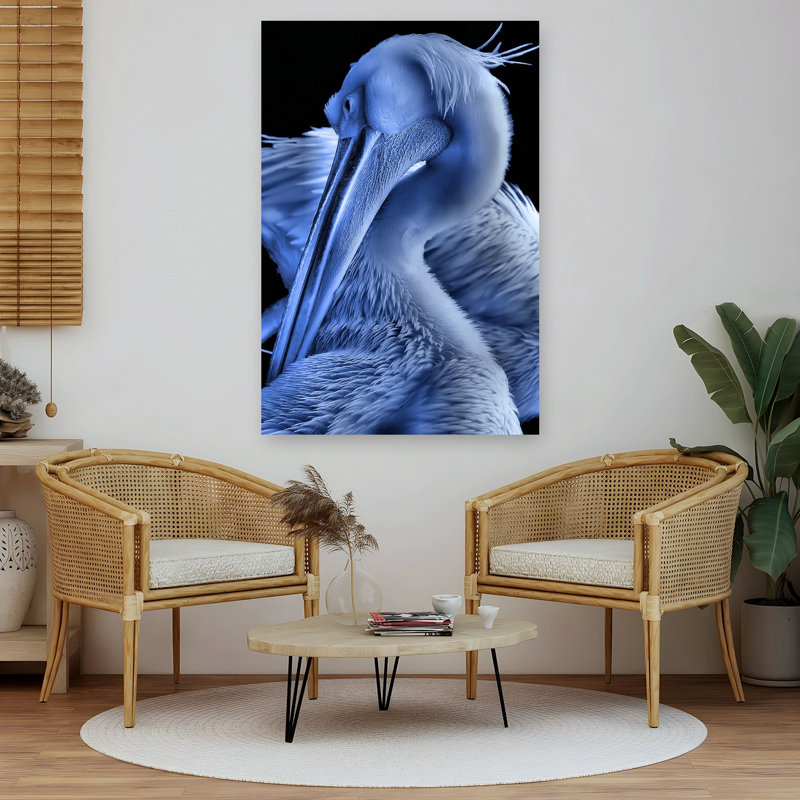 Majestic Blue Pelican Elegant Peaceful Serene Bird Pelican Nature Portrait Wall Art Print 1 Piece Wrapped Canvas Wall Art