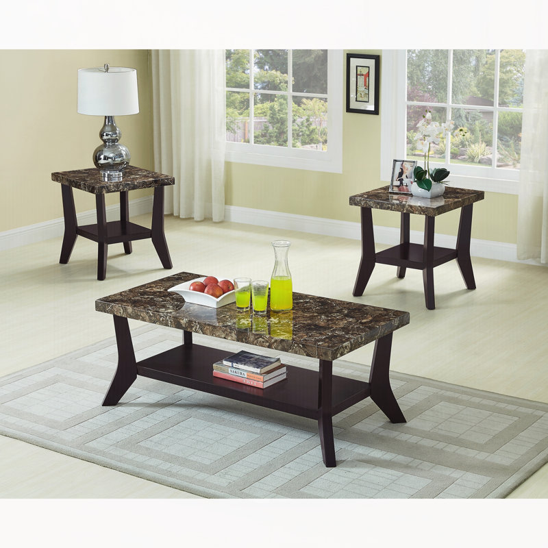 Ensemble de 3 tables basses en faux marbre