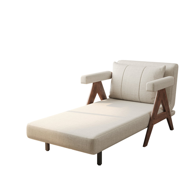 Canapé-lit inclinable 3-en-1 moderne avec dossier réglable, 37" H x 35.43" W x 35.43" D, Walnut