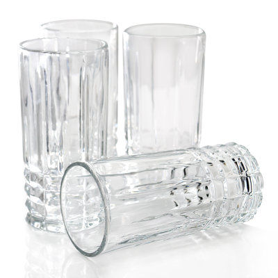 Martha Stewart Everyday Calista 4 Piece 12.2 Ounce Glass Tumbler Set in Clear