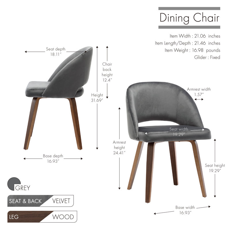 Chaise avec accoudoirs en velours Dahmari, Gris
