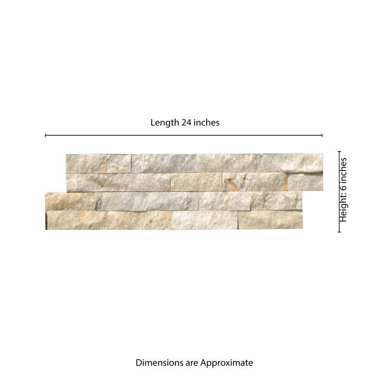 Stonecrest 6 in. x 24 in. Split Face Natural Stone Ledger Panel Wall Tile, Auric Gold