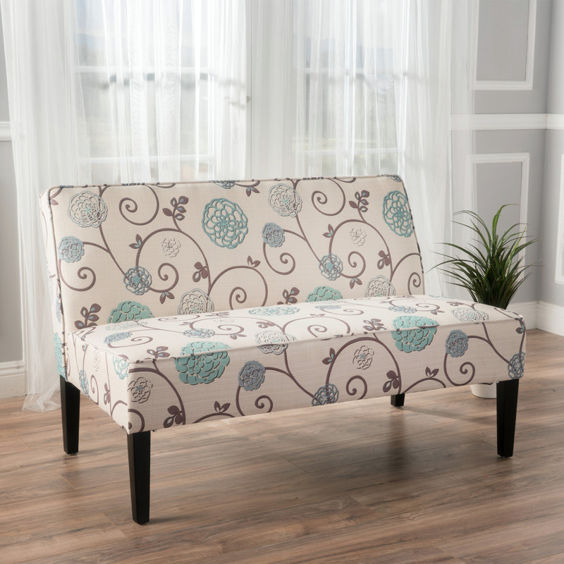 Causeuse rembourrée 50 po, Beige Floral Fabric