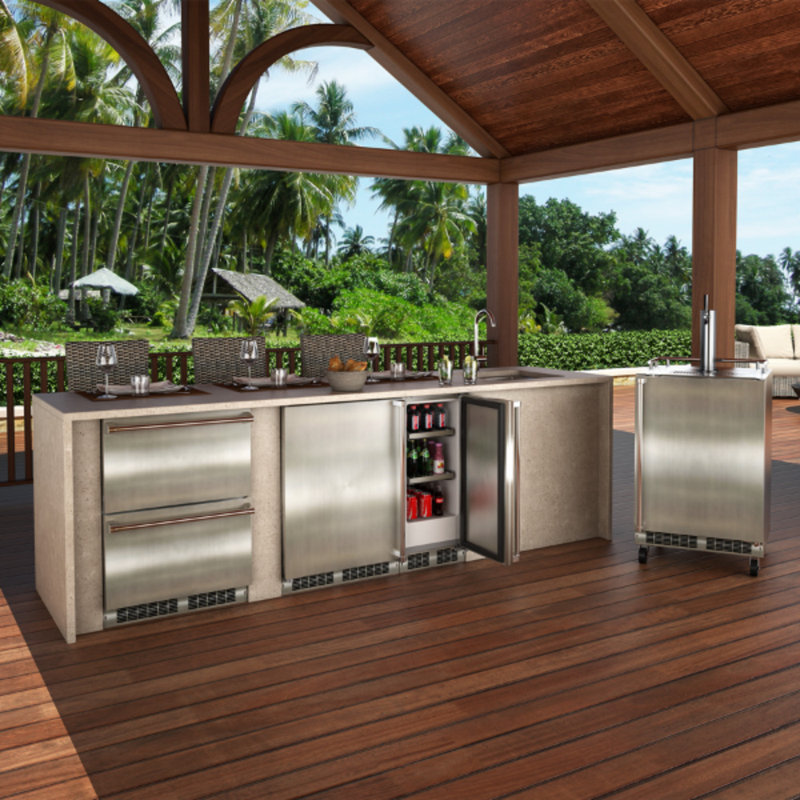 Marvel 15"W. Outdoor 2.7 Cu.Ft. Built-in Compact Refrigerator - Stainless Steel