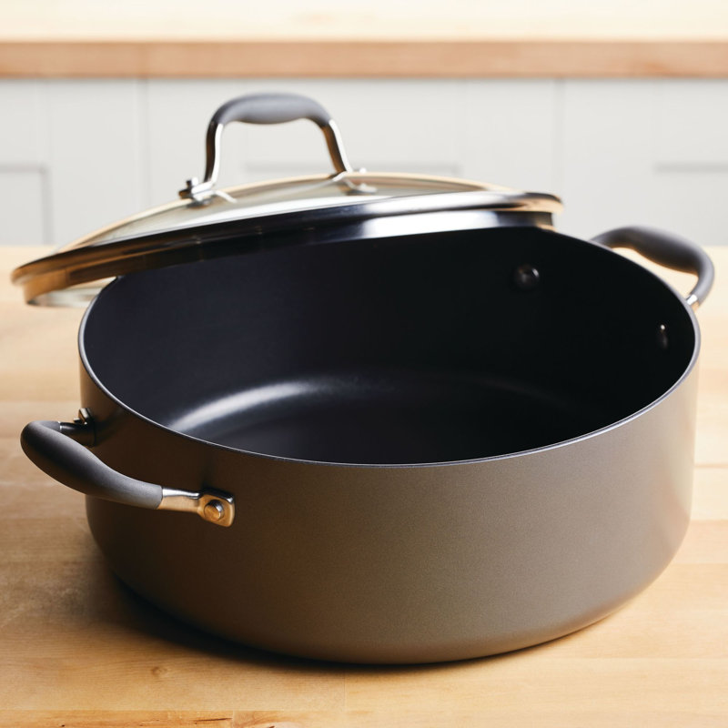 Anolon Advanced Home Hard-Anodized Nonstick Wide Stockpot With Lid, 7.5 Quart, Gray