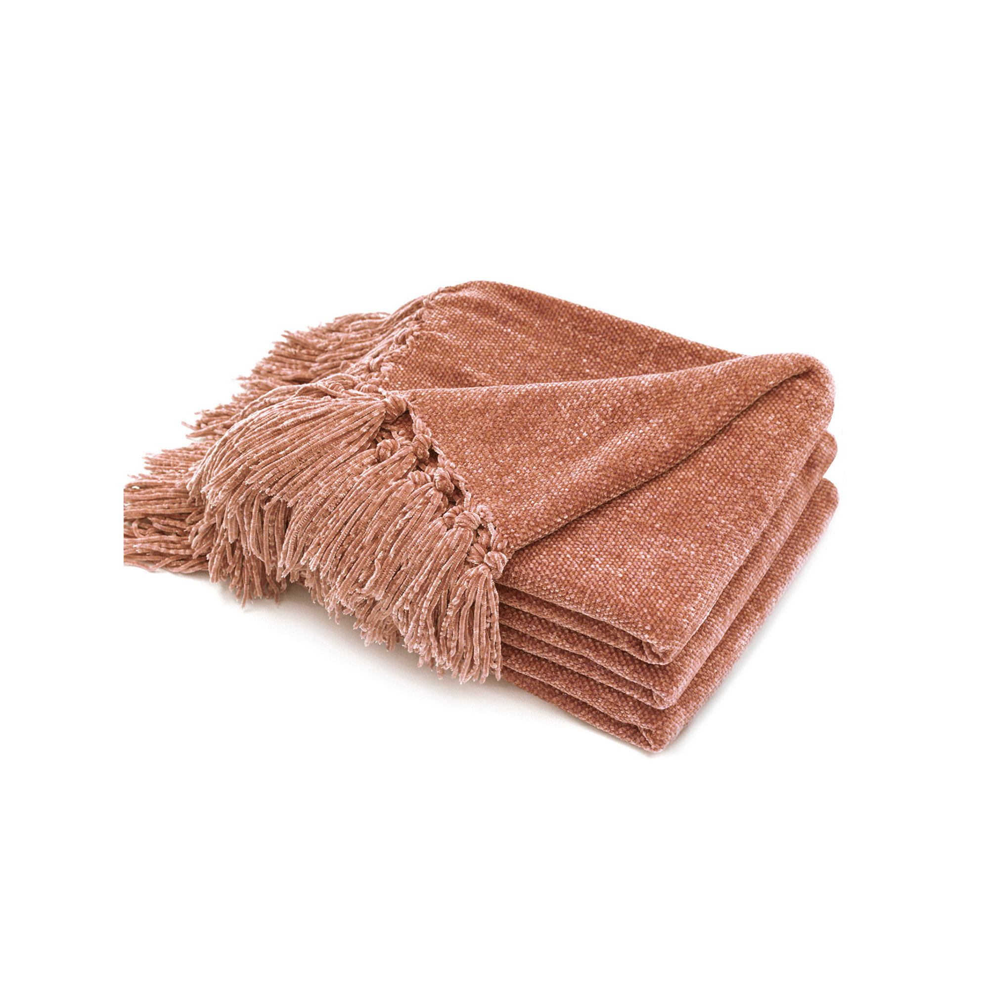 Soft Chenille Throw Blanket, 80" L x 60" W, Clay