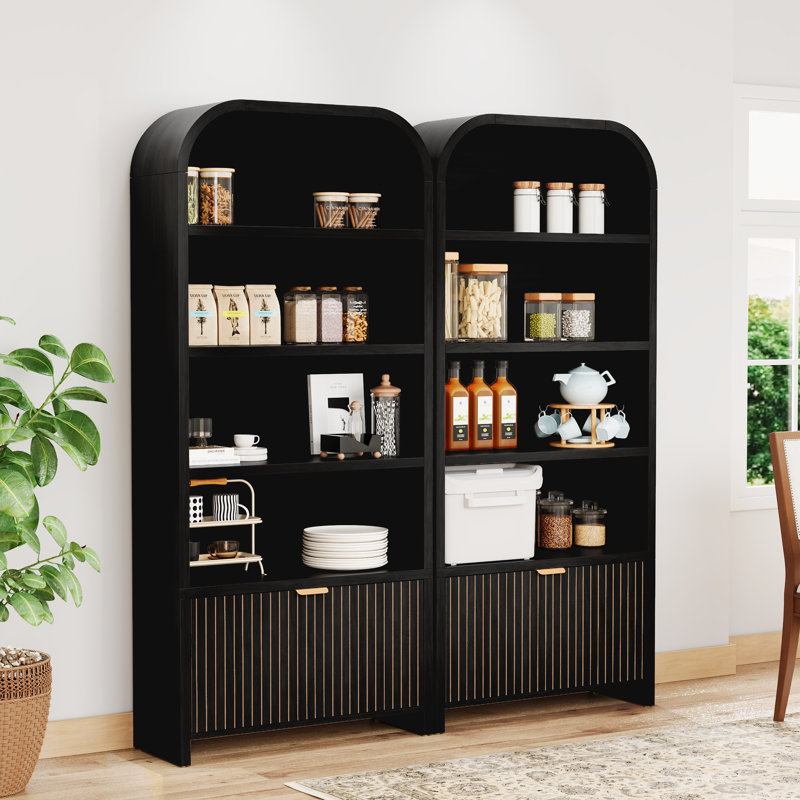 70'' Tall Arched Storage Display Cabinet, Black