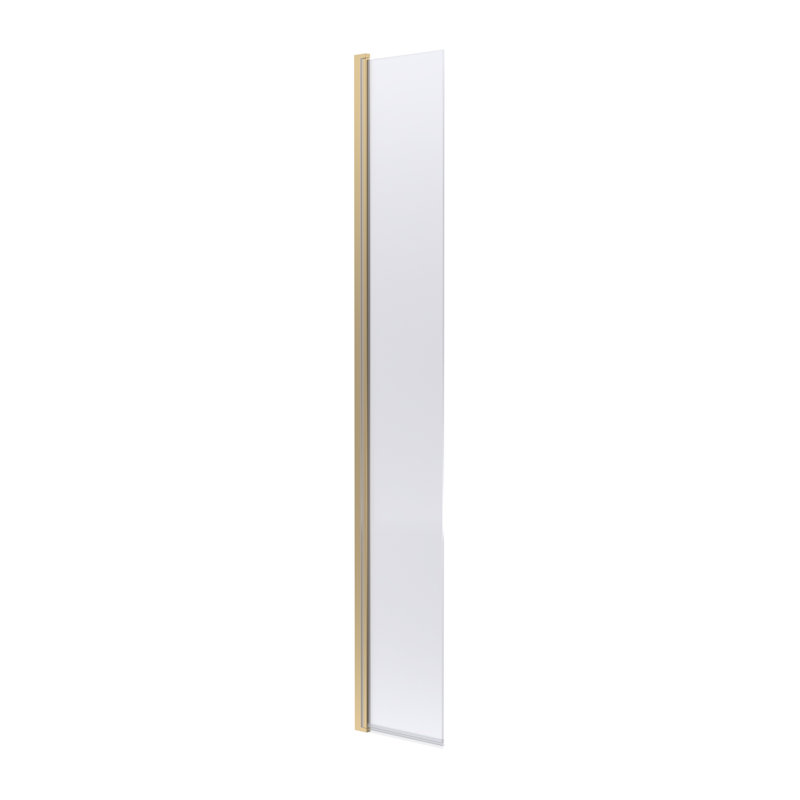 322mm W x 1850mm H Slab Semi-Frameless Wet Room Glass Screens with Clear Glass, Brushed Brass