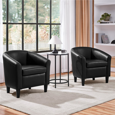 Fauteuil tonneau en similicuir, fauteuil club moderne