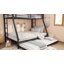 Lit superposé en métal noir sur lit double avec lit gigogne simple, peu encombrant, réduit le bruit, 2 échelles latérales, rangement sous le lit, pas de sommier nécessaire-959561800