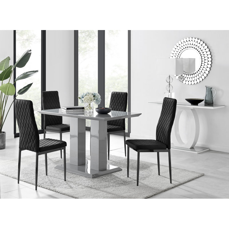 4 -Person Dining Set, Black/Black