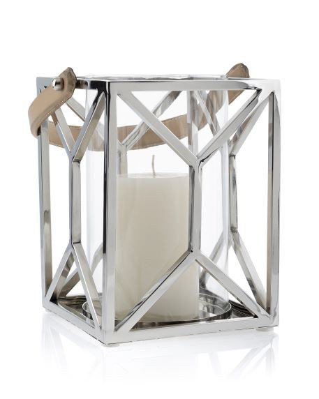 Glass Tabletop Lantern, 26 cm H x 19.50 cm W x 19.50 cm D
