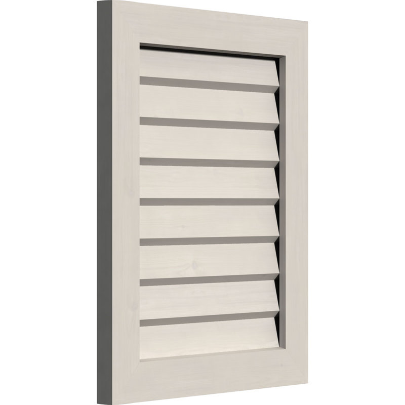 Évent vertical vertical en bois non fonctionnel avec cadre décoratif, Cèdre rouge de l'Ouest apprêté (lisse)