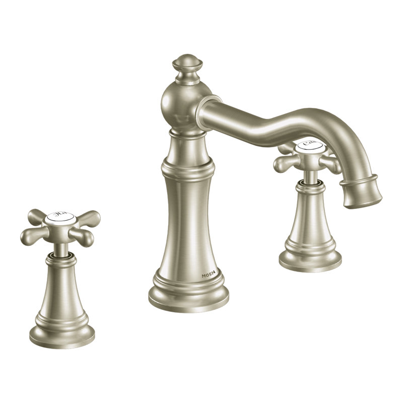 Weymouth Double Handle Deck Mounted Roman Tub Faucet Trim, Brushed Nickel