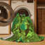 Tapis oriental vert en chenille / polyester tissé à la machine-484957738