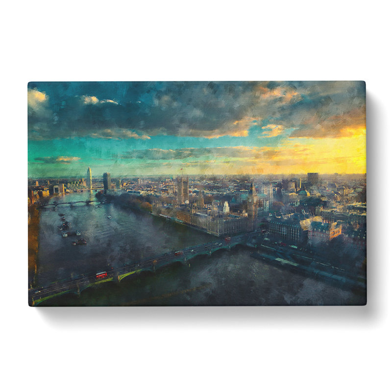 Big Ben & The London Skyline Painting - Wrapped Canvas, 50cm H x 76cm W x 3cm D