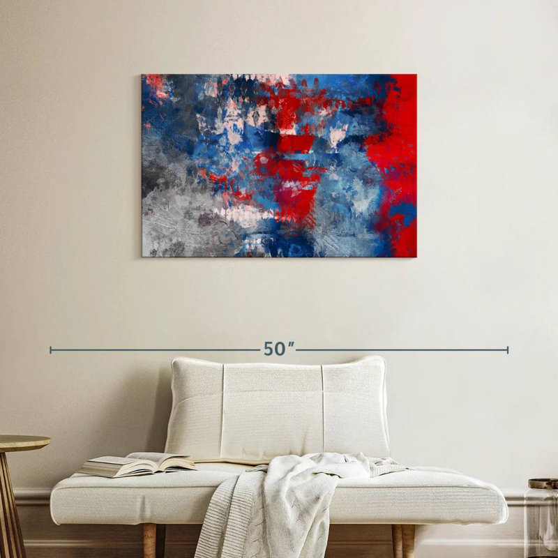 Avery, rouge, bleu, gris et abstrait, H 24 po x l 36 po