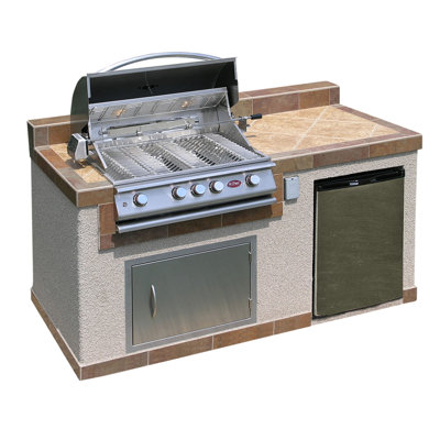 2 -Piece 4-Burner Liquid Propane BBQ Grill Islands