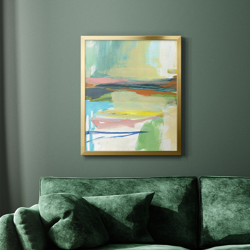 Toile encadrée de qualité supérieure Radiant Horizon III - prête à être accrochée, Or, H 20 po x l 16 po