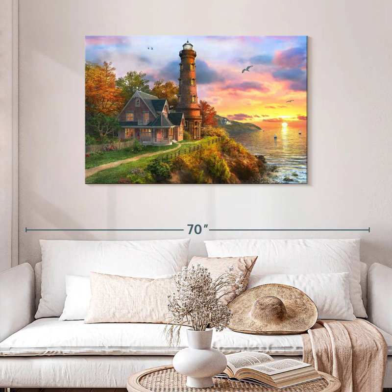 Lilie Seaside Sunset Lighthouse, 30" H x 45" W
