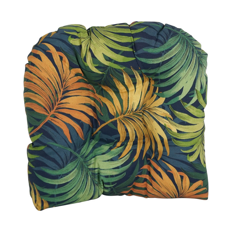 Outdoor 3.5'' Dining Chair Seat Cushion, Navy/Yellow