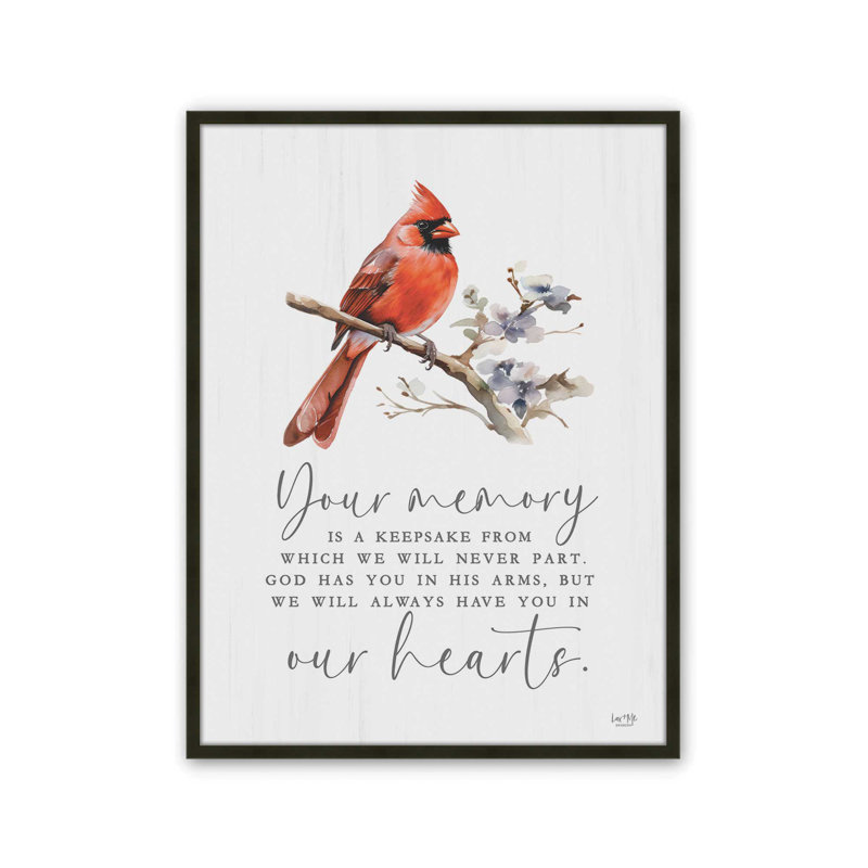«Your Memory Cardinal» par Lux + Me Designs, reproduction d'art, L 36 x H 48, Noir, Impression encadrée