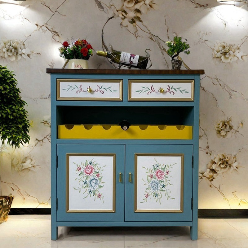 Entryway Cabinet with Wine Rack and Buffet Storage