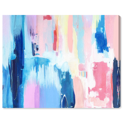 Colors of a Street Wall Abstract Pastel Brushstrokes Modern Blue - Picture Frame Graphic Art